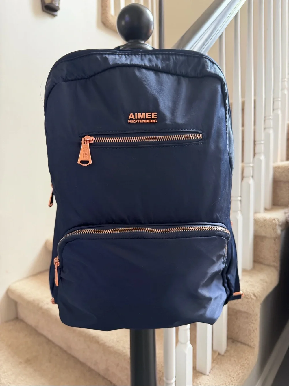Aimee Kestenberg Navy Backpack with Rose Gold Accents